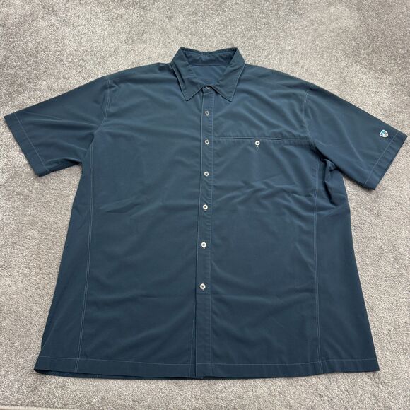 Kuhl Button Down Shirt Mens 2XL Blue Short Sleeve Casual Outdoor Adventure Top - Picture 1 of 11